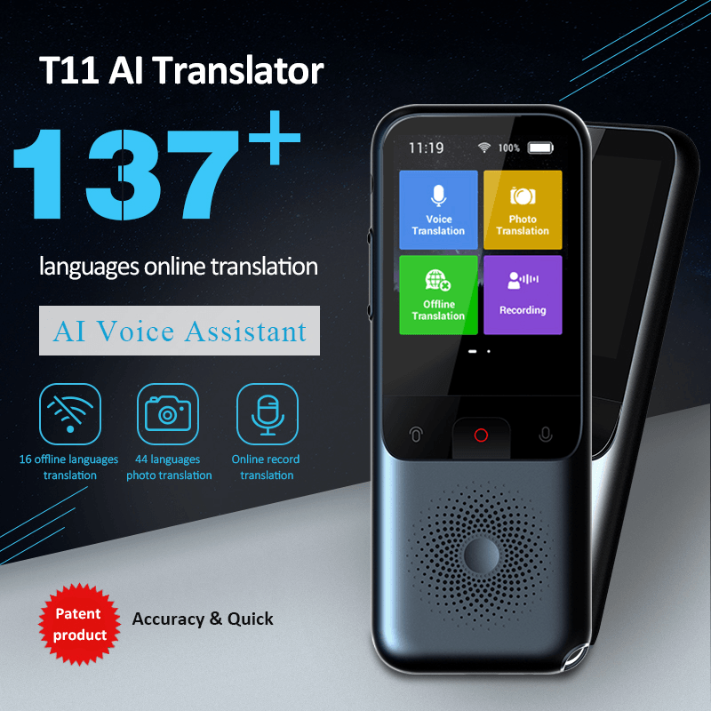 Real Time Language Translator Device 137 Languages, Two Way Portable Instant Translator, Voice/Text/Photo Translation, 3-inch HD Touch Screen Camera
