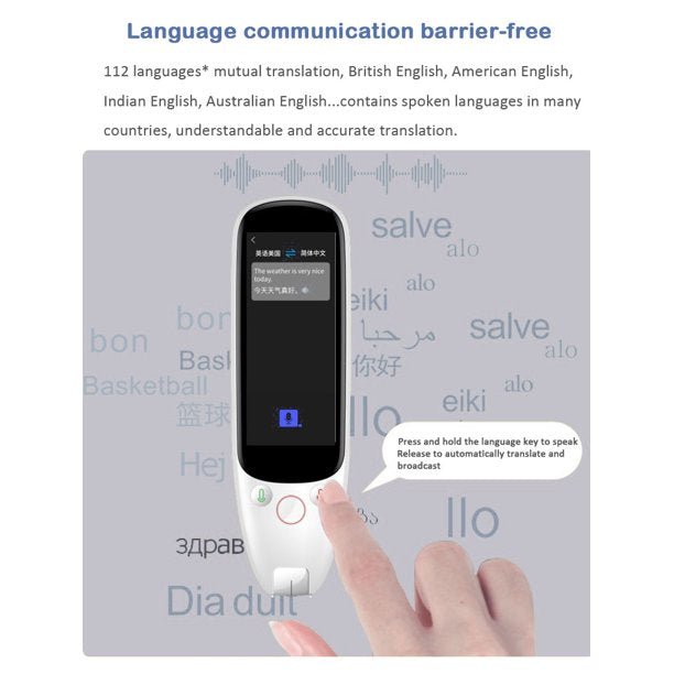 Real Time Language Translator Device 107 Languages, Two Way Portable Instant Voice Translator, Voice/Text/Photo Translation, 3-inch HD Touch Screen Camera Audio Voice…